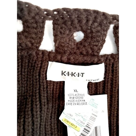 NWT Kikit Women Brown Ribbed Short Sleeve Open Front Sweater Blouse Top Size XL - Picture 6 of 6